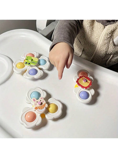 3 Pcs Suction Cup Spinner Toys, Baby Toy,Baby Essentials, Spinning Toys for Toddlers 1-3,Baby Toys,Bath Toys Sensory Toys Early Education Toys Bathtub Toy Dining Chairs Toys, Birthday Gifts for Baby Boy Girl , Suitable for Daily Use of Babies