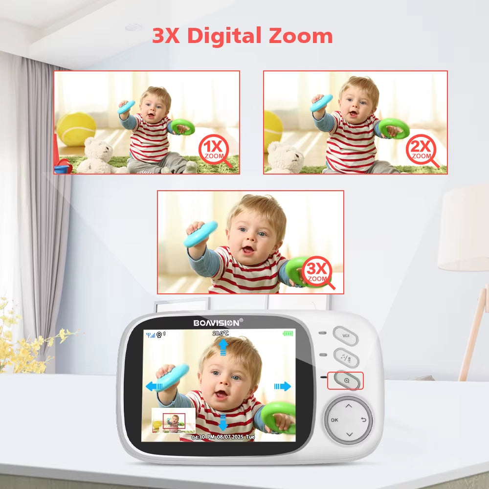 VB603 Video Baby Monitor 2.4G Wireless with 3.2 Inches LCD 2 Way Audio Talk Night Vision Surveillance Security Camera Babysitter