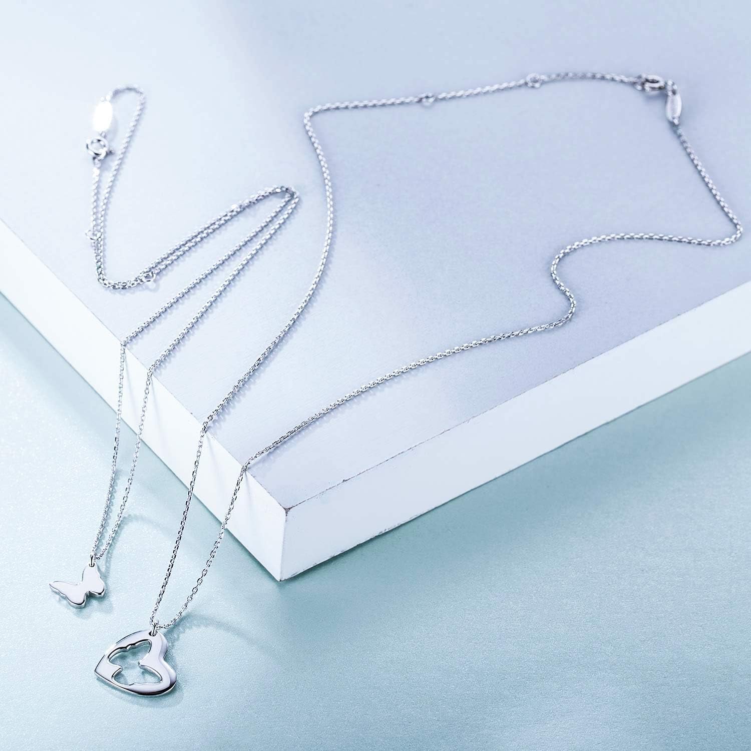 Mother Daughter Jewelry Sets for Two, Cutout Heart Necklaces, 2 Sterling Silver Necklaces