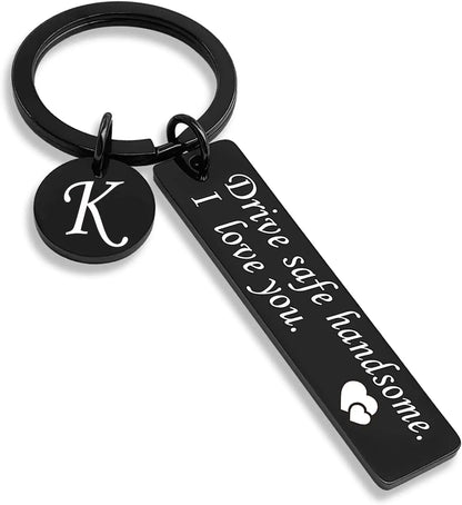 Drive Safe Keychain 26 Letters Key Chains Gifts for Boyfriend Couple Husband Dad Christmas Birthday Valentines Day Gifts