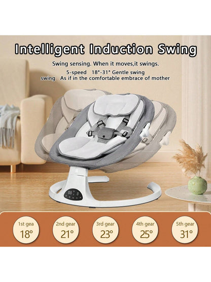 Baby Swings Chair for 0-12 Months with 3 Positions, 5-Point Harness, 5 Speeds, Aluminum Alloy Frame, Portable Indoor & Outdoor Rocker with Musical Speaker, No Assembly Required - Ideal for Infants, Perfect Gift for Halloween & Christmas