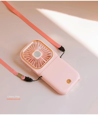 USB Halterneck Small Fan Outdoor Portable Handheld Fan Power Bank Ultra-Quiet Slim Folding Mini Desktop Fan F30