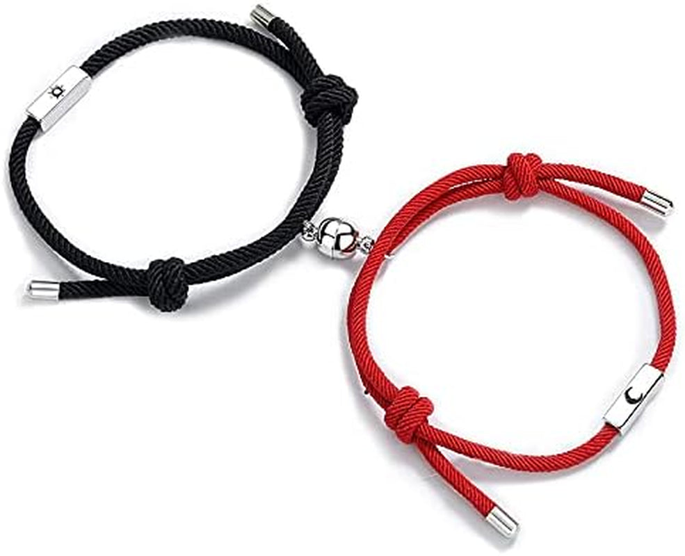 2Pcs Couples Bracelets for Women Men, Matching Bracelets for Couples, Matching Heart Bracelets for Boyfriend Girlfriend Best Friend