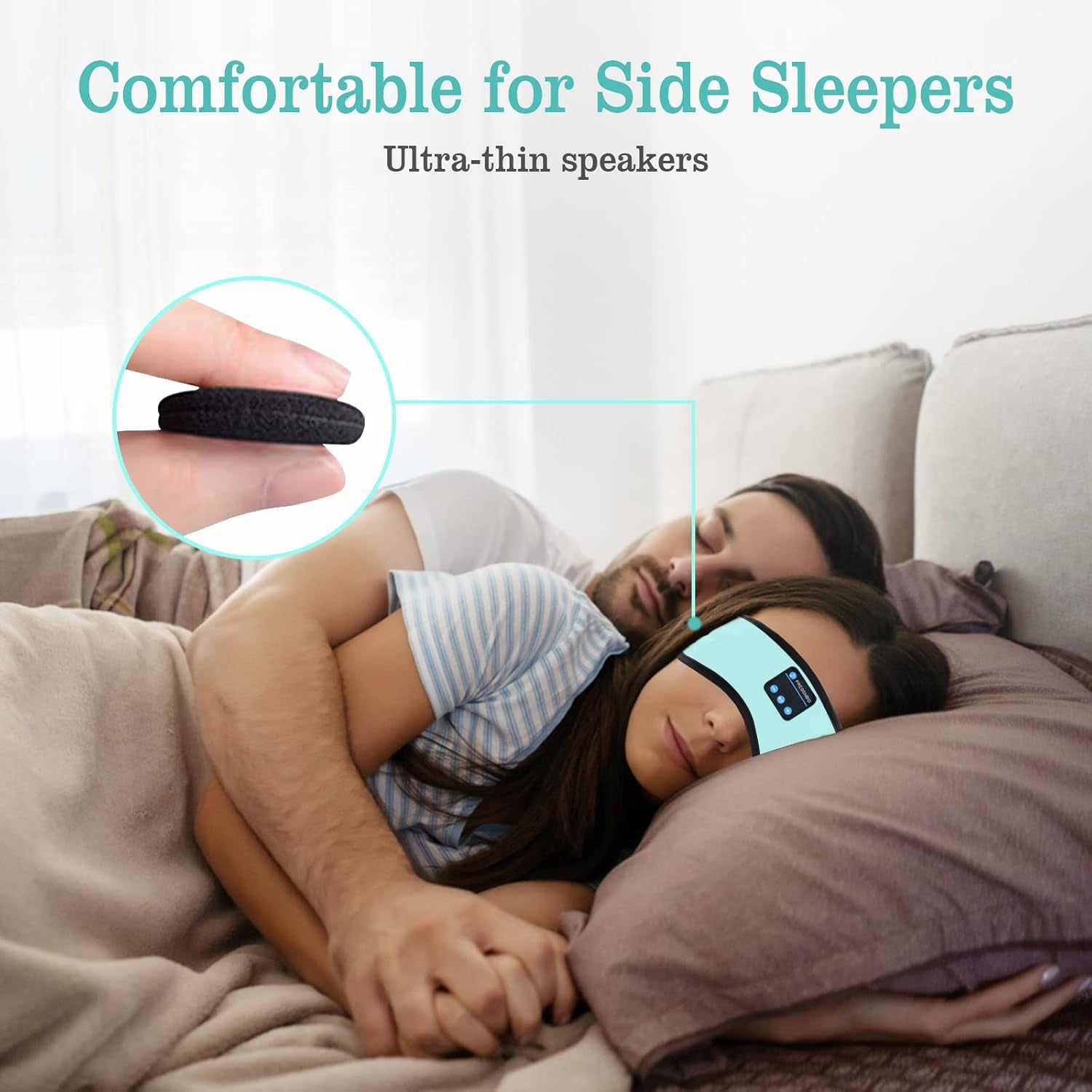 Sleep Headphones Headband, Wireless Music Sports Headband Headphones with Ultra-Thin HD Stereo Speakers, Workout Sport Headphones for Running Yoga Meditation, Comfortable for Side Sleepers