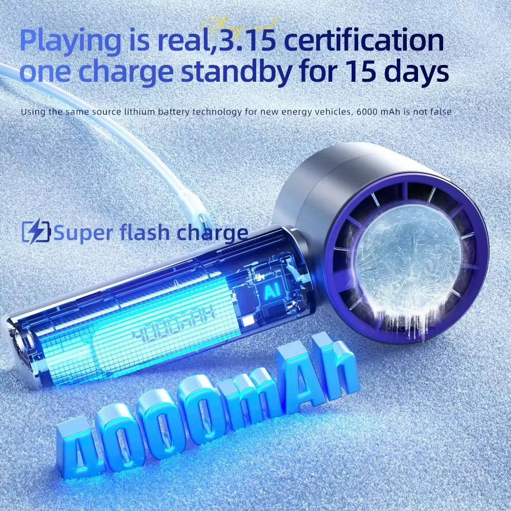 New Semiconductor Refrigeration High-Speed Handheld Electric Fan 4000Mah USB Portable Rechargeable Outdoor Small Fan