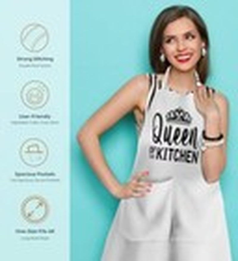 King & Queen Apron Set - Wedding Engagement Gifts for Couples, Funny Kitchen