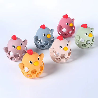 1/2PCS Baby Silicone Teethers Toys Cartoon Chick Shape Baby Toys Skeleton Baby Care Equipment Chewing Training Baby Products