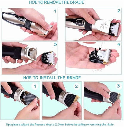 Pet Hair Clipper Dog Hair Clippers, Dog Grooming Kit, Cordless Quiet Pets Clippers Hair Trimmer, Dog Shaver Clipper with 4 Comb Guides, 5 Size Fine Tuning Knob for Thick Coats Cats