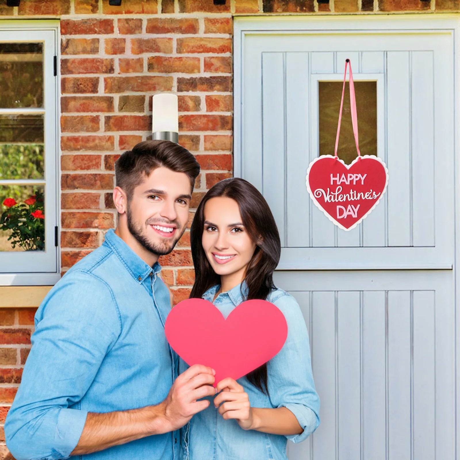 Valentine'S Day Signs Love Heart Shape Hanging Decor Doorplate-Happy Sign Front Door Valentines Decorations for the Home
