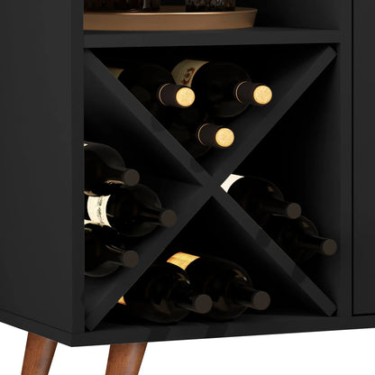 Boahaus Cartmel Bar Cabinet with Wine Rack & Storage | Modern Design & Wooden Legs
