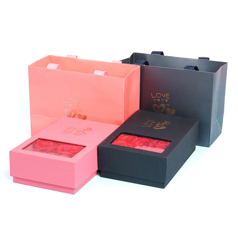 Heaven and Earth Cover Rose Jewelry Box Six Flowers Ring Box Valentine'S Day Gift Jewelry Packaging Box Pendant Necklace Box