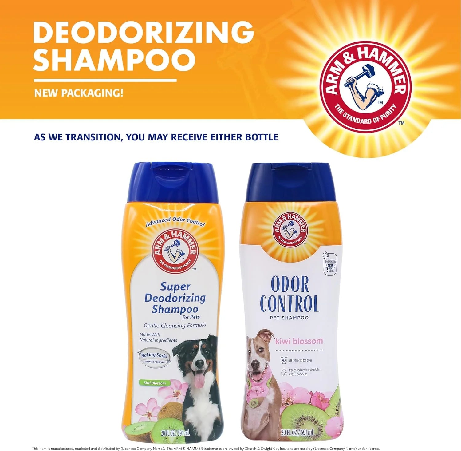 (3 Pack)  Dog Deodorizing Shampoo with Baking Soda, Kiwi Blossom Scent 20 Oz