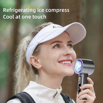 New Semiconductor Refrigeration High-Speed Handheld Electric Fan 4000Mah USB Portable Rechargeable Outdoor Small Fan