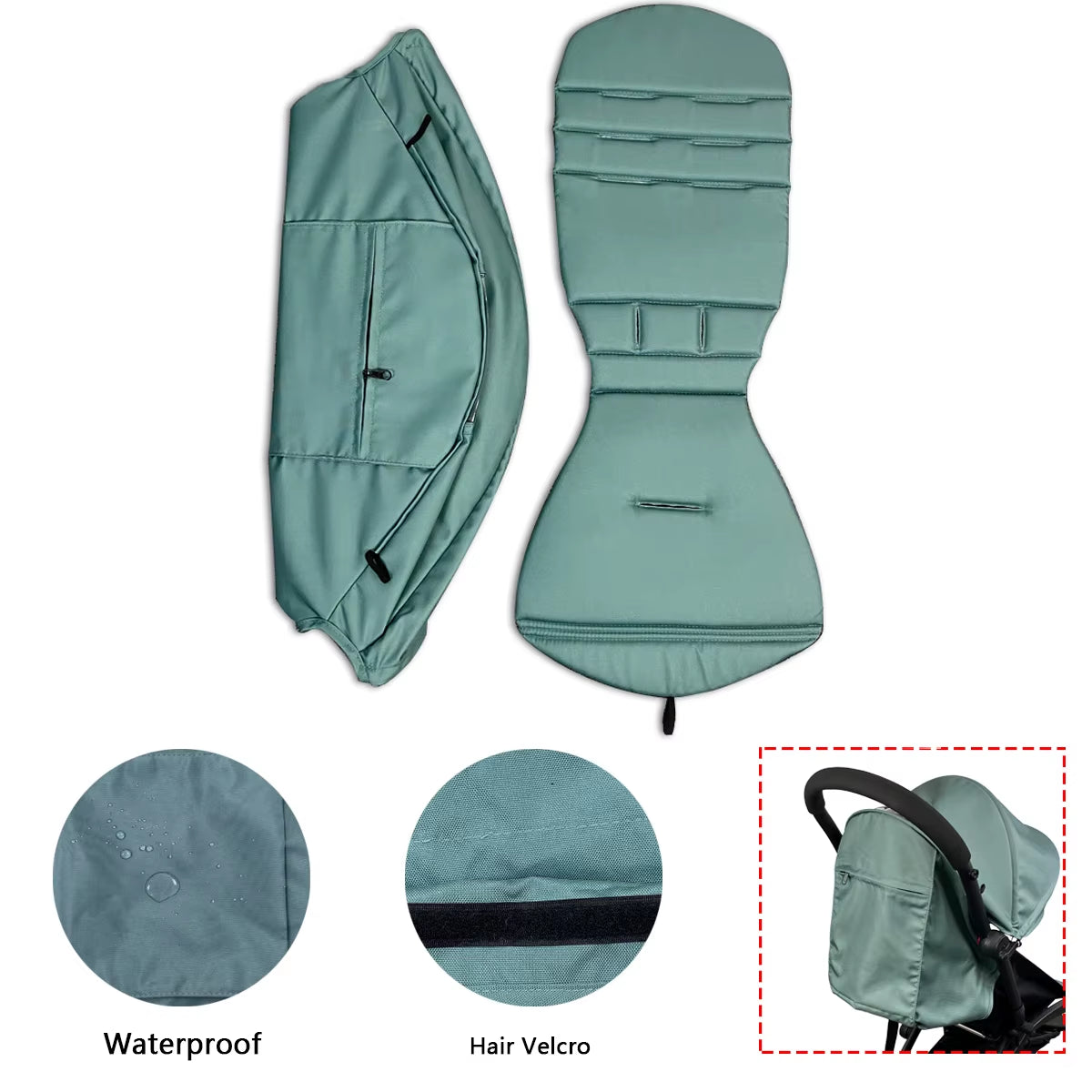 175 Stroller Accessories Canopy Cover Seat Cushion Compatible with Babyzen YOYO Cover Seat Mattress with Back Zipper Pocket