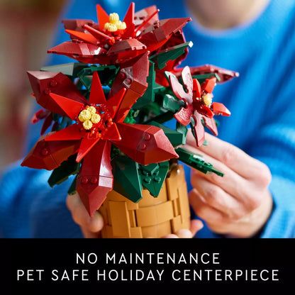 LEGO Icons Poinsettia Plant and Flower Building Set for Adults and Christmas Centerpiece Table Decor - 10370