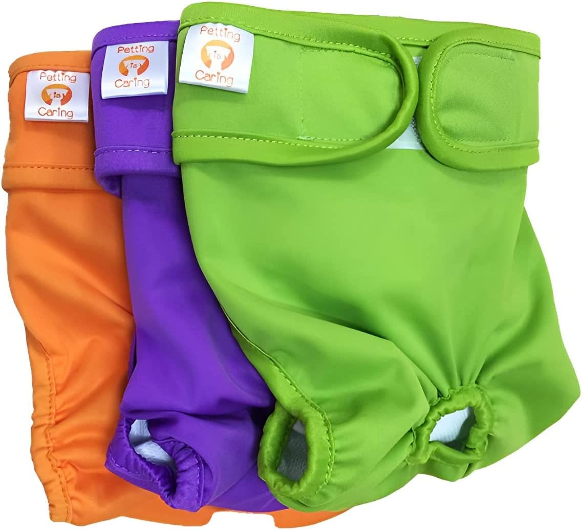 Dog Diapers Washable & Reusable Female and Male Dog Diapers Materials Durable Machine Washable Solution for Pet Incontinence and Long Travels - 3 Pack Set (M, Solid)