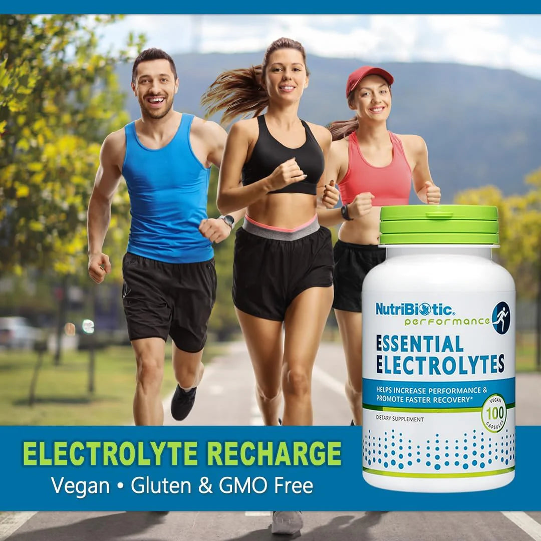 Nutribiotic Essential Electrolytes, 100 Ct Capsules | Supports Increased Performance & Faster Recovery | Pharmaceutical Grade Vitamin C with Electrolytes for Rehydration | Vegan, Gluten-Free & Non-Gmo