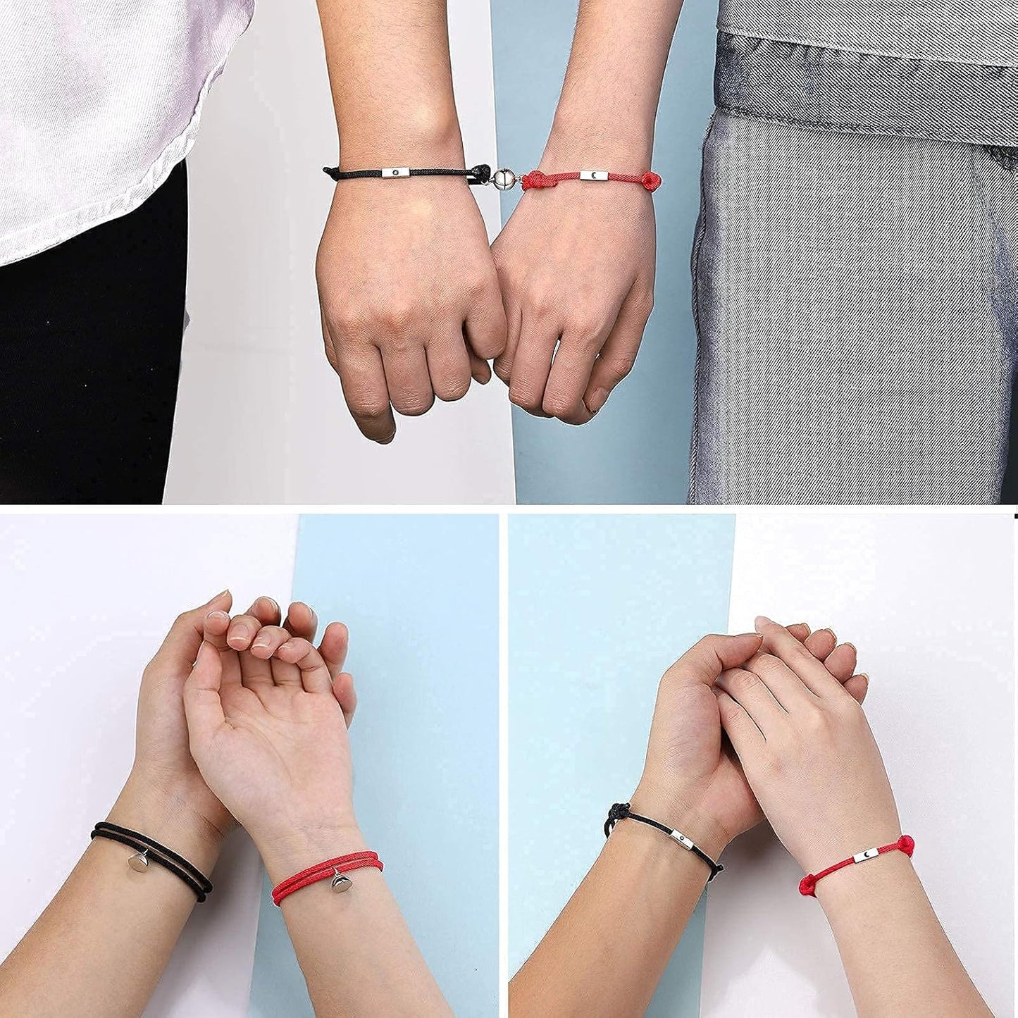 2Pcs Couples Bracelets for Women Men, Matching Bracelets for Couples, Matching Heart Bracelets for Boyfriend Girlfriend Best Friend