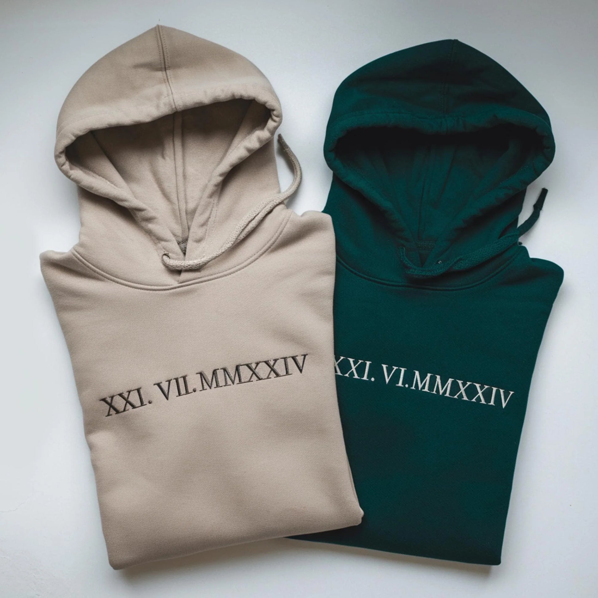 Custom Embroidered Roman Numeral Date Sweatshirt Initial on Sleeve | Valentines Couples Gift 1St Anniversary Gift