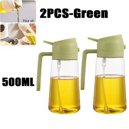 500Ml 2 in 1 Spray Oil Dispenser Olive Oil Spray Barbecue Cooking Olive Oil Jar Baking Vinegar Soy Sauce Spray Container
