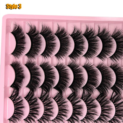 Mink Lashes Pack Fluffy Wispy Strip Lashes Natural Look 3D Cat Eye Eyelashes Book 18Mm Long Volume C Curl Faux Mink Lash Strips Multipack (3 Styles)
