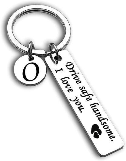 Drive Safe Keychain 26 Letters Key Chains Gifts for Boyfriend Couple Husband Dad Christmas Birthday Valentines Day Gifts